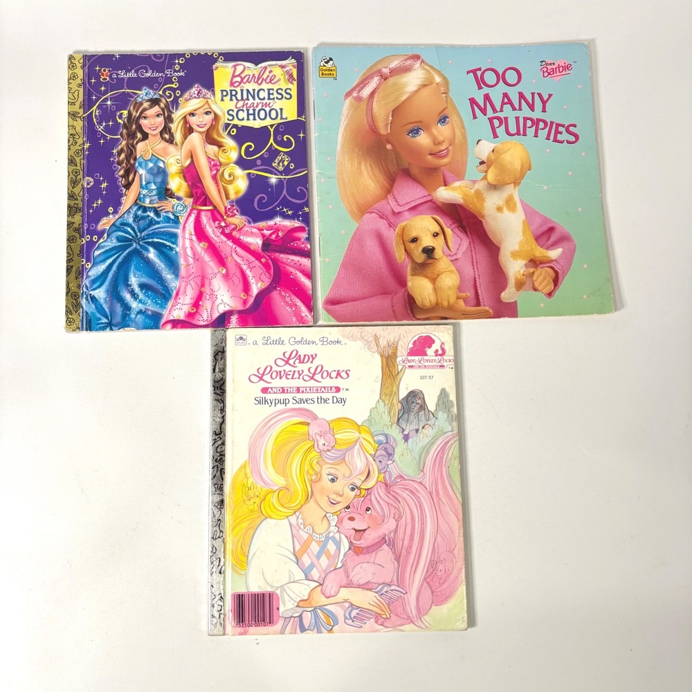 Vintage Barbie Little Golden Books Lot Lady LovelyLocks Too Many Puppies 3 Books